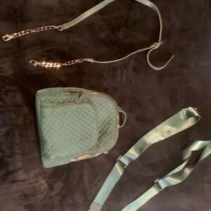 Green Textured Backpack with Structured Design